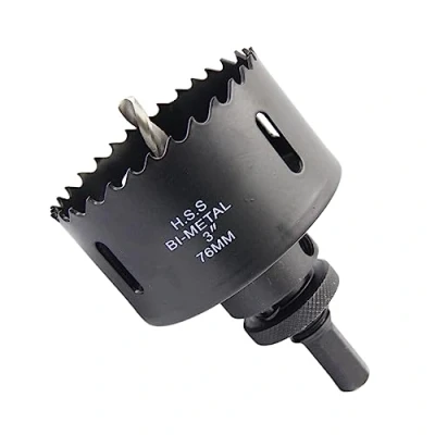 Image of 3inch Hole Saw, LAIWEI 76mm Cutter with A2 Heavy Duty Mandrel, 4341 Drill Bit,Cutting depth 38mm,For drilling holes in wood, aluminium profiles, PVC and metal pipes