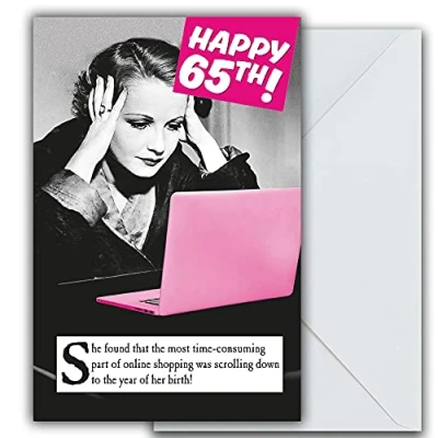 Image of 65th Birthday Card For Her, Funny Women, Happy Female Card, Greetings