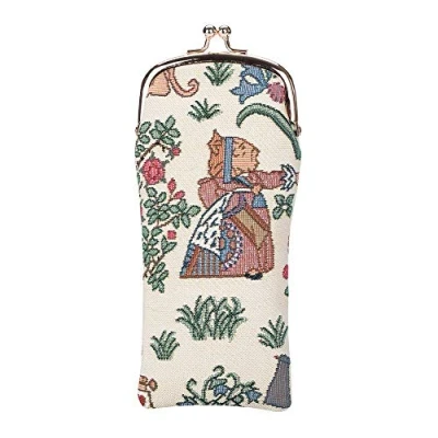Image of Signare Tapestry Glasses Case for Women Eyeglass with Garden Flower and Creatures (Alice in Wonderland, GPCH ALICE)