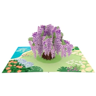 Image of Flowers &amp; Tree’s 3D Pop up Card for Birthday, Graduation, Valentines, Mother’s Day, Anniversary, Thank You, Get Well, All Occasions (Purple Wisteria)