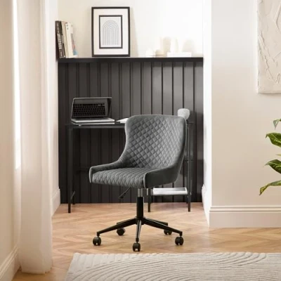 Image of Julian Bowen Luxe Office Chair in Grey Velvet, 52 x 60cm