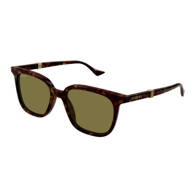 Image of Gucci Man GG1493S 002 Sunglasses Acetate Havana Green Squared