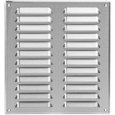 Image of Metal Air Vent Grille 260mm x 280mm with Fly Screen Flat Louvre Duct Cover (Stainless Steel)