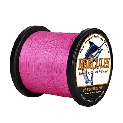 Image of Hercules Braided Fishing Line 1500m 1640yds 6lbs 100lbs Pe Superline 4 Strands (Pink 50lb/22.7kg 0.37mm)