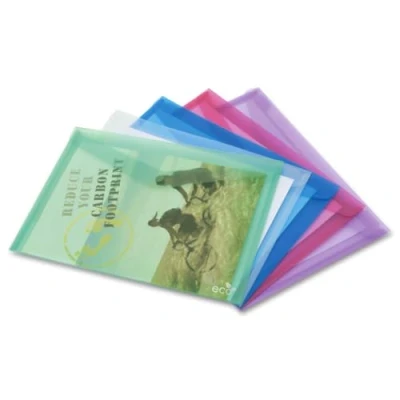Image of Rapesco 1041 ECO Popper Wallets, A3, Assorted Transparent Colours, Pack of 5