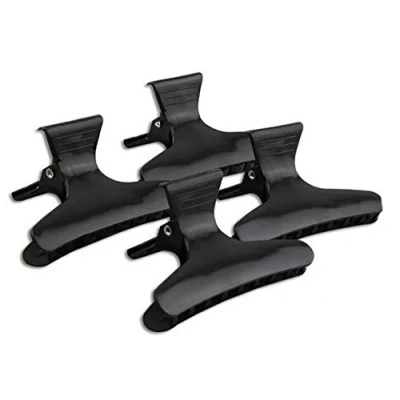 Image of 12 Black Hairdressers Butterfly Hair Style Styling Clamps Salon Section Clips Clasps Claw Barrettes Hairdressing Tool