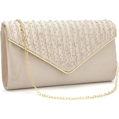 Image of Fioeyr Women Diamante Envelope Clutch bag Evening Handbag Purse Wedding, Bridal, Prom, Party Shoulder Bags