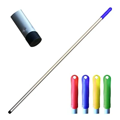 Image of Colour Coded Mop and Broom Handle Replacement 120cm Long Aluminium Screw End, Interchangeable That Fits Most Head −Mop Only (Blue)