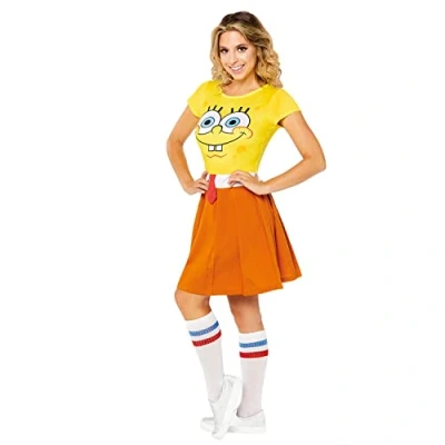 Image of Amscan 9909166 Women&#039;s Official SpongeBob SquarePants Adults Fancy Dress Costume Size: 8 10