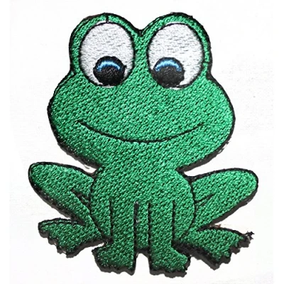 Image of Frog Patch Iron On Sew Embroidery Badge Cartoon