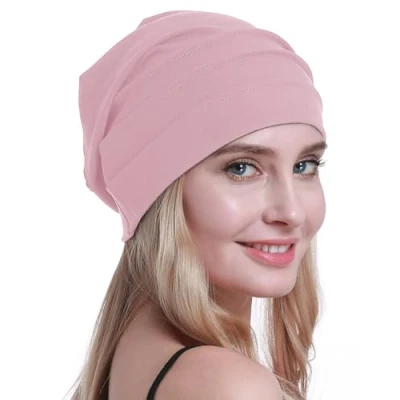Image of osvyo Cotton Chemo Hats Soft Caps Cancer Headwear for Women Hair Loss Sealed Packaging, HELL APRICOT BLUSH, One size