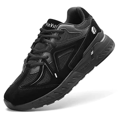 Image of FitVille Mens Extra Wide Fit Trainers Comfortable Running Sneakers Lightweight Walking Shoes for Flat Feet Plantar Fasciitis Rebound Core, Jet Black, 9.5 UK