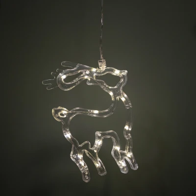 Image of 19cm Battery Operated Light up Christmas Reindeer Window Decoration with Warm White LEDs