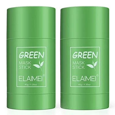 Image of Blue Finger Green Tea Mask, 2 Pack Purifying Clay Mask Deep Clean PorHaoes For All Skin Types Oil Control Reduces Blackhead &amp; Acne, Adjust The Skin&#039;S Water And Balance