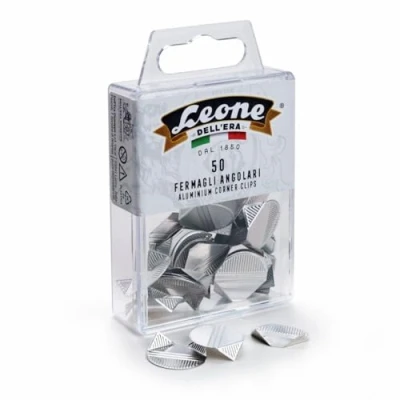 Image of 100 Pancoast Aluminium Corner Clips Leonecolor Hanging Box Made in Italy