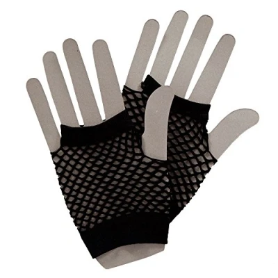 Image of Wicked Costumes 80&#039;s Net Gloves Black Fancy Dress Accessory