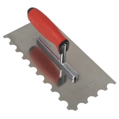 Image of Sealey Stainless Steel 270mm Semicircle Tooth Trowel Rubber Handle Aluminium Foot