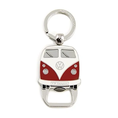 Image of BRISA VW Collection Volkswagen Keychain Ring Accessory Keyholder with Bottle Opener in T1 Bus Campervan Design (Red)