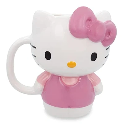 Image of Sanrio Hello Kitty 3D Sculpted Ceramic Mug BPA Free Coffee Cup For Espresso, Caffeine, Cocoa