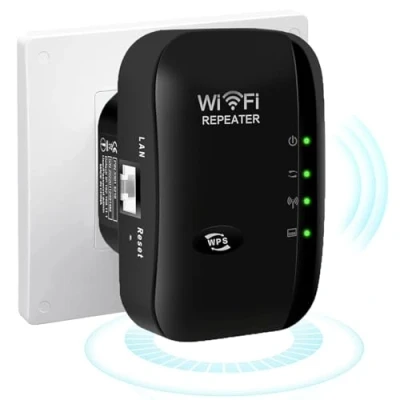 Image of 2024 Newest Black WiFi Extender, Gaming Booster for Home, Repeater Range Covers up to 3600 Sq. Ft and 45 Devices With Ethernet Port, Quick Setup, Home Wireless Signal