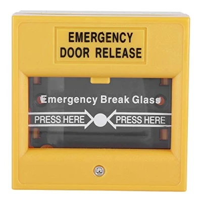 Image of Emergency Exit Door Release Button, Plastic Fire Alarm Button for Home Security, Release, Security Glass Break Switch (Yellow)