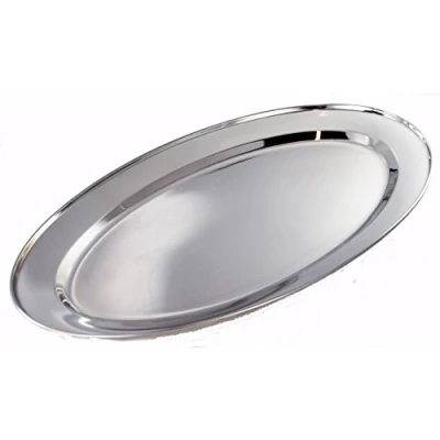 Image of Buckingham Stainless Steel Heavy Gauge, Oval Tray Plate,Meat Platter/Serving Dish 35 cm, Silver, 34.5 x 22 2.5 cm