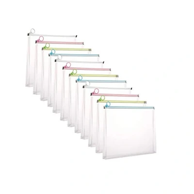 Image of YOAVIP 9x12 A4 Clear Zip Plastic Wallet Envelopes File Document Paper Holder Pack of 12