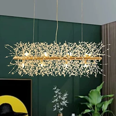 Image of CAI HAI Fireworks Crystal Chandelier Dandelion Modern Ceiling Light Fixture Living Room Kitchen Island 12 Lights 36.2inch Gold