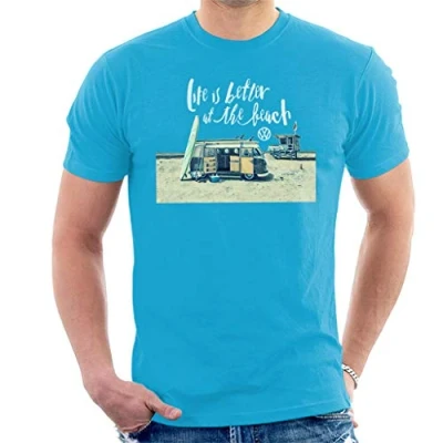 Image of Volkswagen Life is Better by The Beach Camper Men&#039;s T Shirt Sapphire