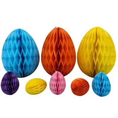 Image of evelay 8 Pack Honeycomb Paper Easter Egg Hanging Decorations Party Wedding Tree