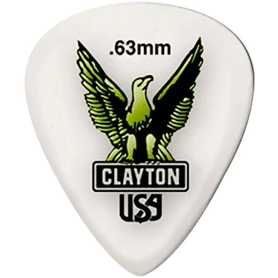Image of Clayton S63/12 Acetal Polymer Plectrum Packing 12pcs, 0.63mm Adler, White