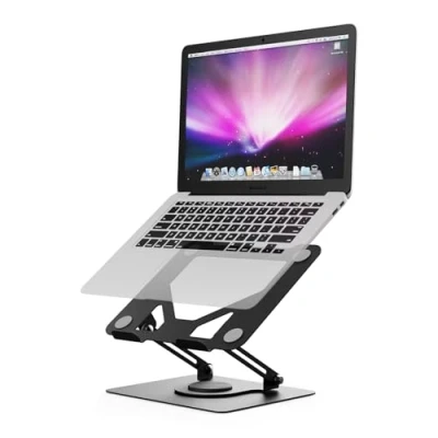 Image of GRIFEMA GB1050 Laptop Stand for Desk, Adjustable Riser 11 17 inches Laptops, with 360 Rotating Base, Foldable Ventilated Cooling Notebook
