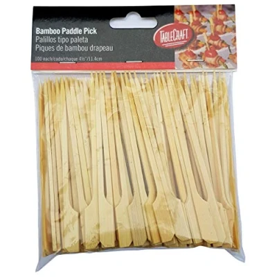 Image of Tablecraft Products BAMP45A Bamboo Paddle Pick, Allergy, 4.5&quot; (Pack of 100) by