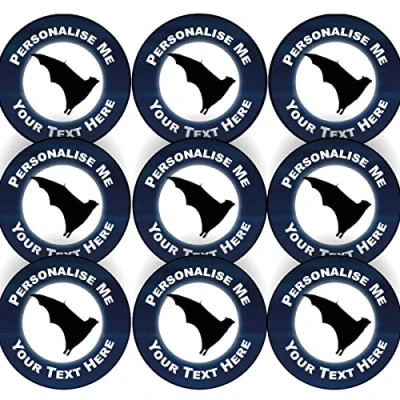 Image of 144 Bats Personalised 30mm Reward Stickers for School Teachers, Parents and Nursery