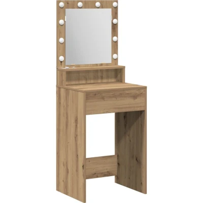 Image of vidaXL LED Lighted Dressing Table in Artisan Oak, 50x41x135 cm