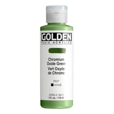 Image of Golden 0002060 4 4oz. 118ml Fluid Acrylic Color Paint Bottle Chromium Oxide Green