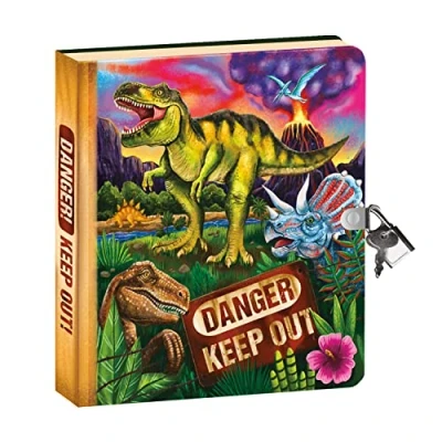 Image of Peaceable Kingdom Lock &amp; Key Diary Dinosaur Glow in the Dark