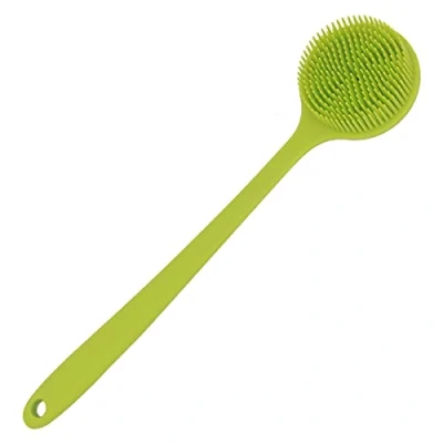 Image of DNC Silicone Back Scrubber for Shower Soft Bath Body Brush with Long Handle (Green)