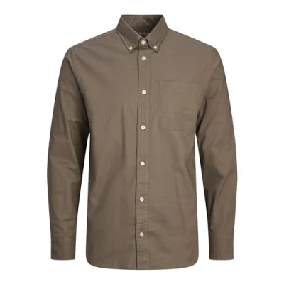 Image of JACK&amp;JONES Men&#039;s JPRBROOK Oxford Shirt L/S NOOS, Falcon/Fit:Slim FIT, S