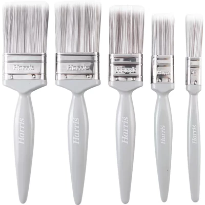 Image of Harris Essentials Walls &amp; Ceilings Paint Brush Set Pack of 5 0.5&quot;, 1&quot;, 1.5&quot;, 2&quot;, Grey