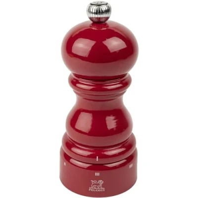Image of PEUGEOT Paris u&#039;Select 12 cm Pepper Mill 6 Predefined Grind Settings Made with PEFC Certified Wood in France Glossy Passion Red Colour