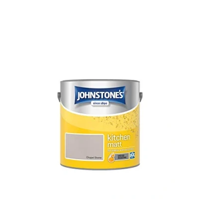 Image of Johnstone&#039;s Kitchen Paint Chapel Stone Matt Finish Grease &amp; Stain Resistant Suitable for Walls Ceilings Highly Durable Low Odour 12m2 Coverage per Litre 2.5L