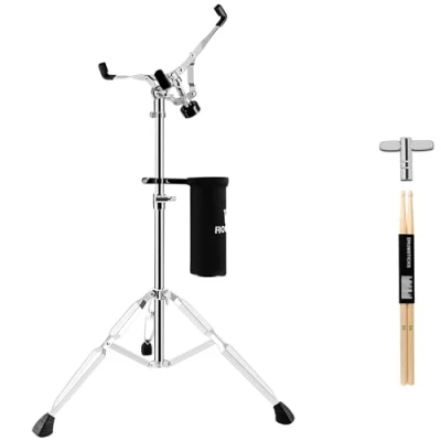 Image of ROWELL Snare Drum Stand with Sticks Double Braced Fit for 10 to 14 Inch and Practice Pad,Standing Adjustable 40.5 Inches Beginners