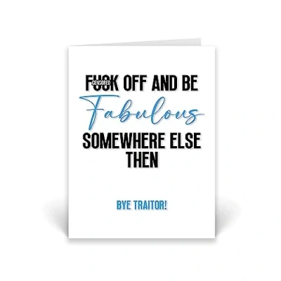 Image of Rib ticklerz Funny Leaving Work Card For Colleague Bestie Cards F*ck Off &amp; Be Fabulous Somewhere Else Then Office Banter Farewell CD212