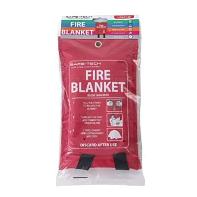 Image of SAFE TECH Fire Blanket,Kitchen Blanket with Heat Insulation, Blankets Extinguisher for Car, Boat, 1.2m x Emergency Survival