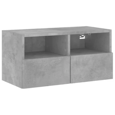 Image of vidaXL Engineered Wood Wall Mounted TV Cabinet with Storage, 60x30x30cm Concrete Grey Finish for Modern Living Room
