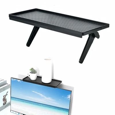 Image of DMFSHI TV Screen Top Shelf, Foldable Monitor Rack, Mounting Bracket for Computer Cable Box Speakers Streaming Media Devices Remote Control Game Console(Black)