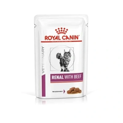 Image of Royal Canin Renal Veterinary Health Nutrition Cat Food Wet Beef 48 x 85g pouches