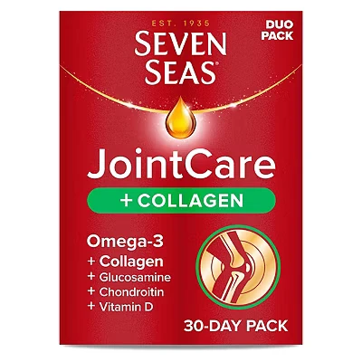 Image of Seven Seas JointCare + Collagen, with Omega 3, Glucosamine, Chondroitin, Vitamins C and D, Manganese Zinc, Food Supplements, 30 Day Pack