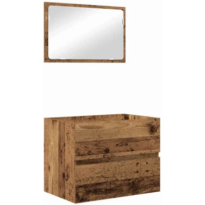 Image of vidaXL 2 Piece Bathroom Furniture Set Old Wood Engineered